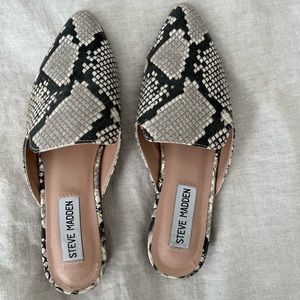 Steve Madden, snake print,mules, size 6